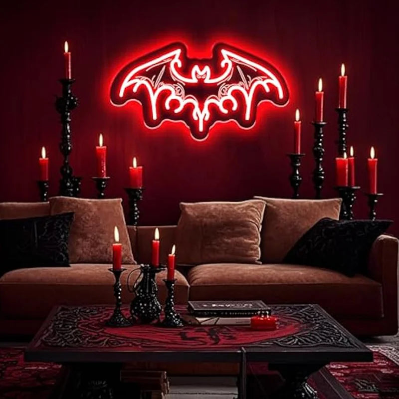 Letrero de neón de murciélago